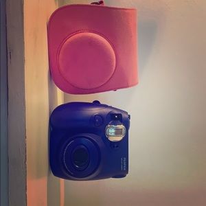 Blue FUJIFILM instax mini 7S camera with pink case